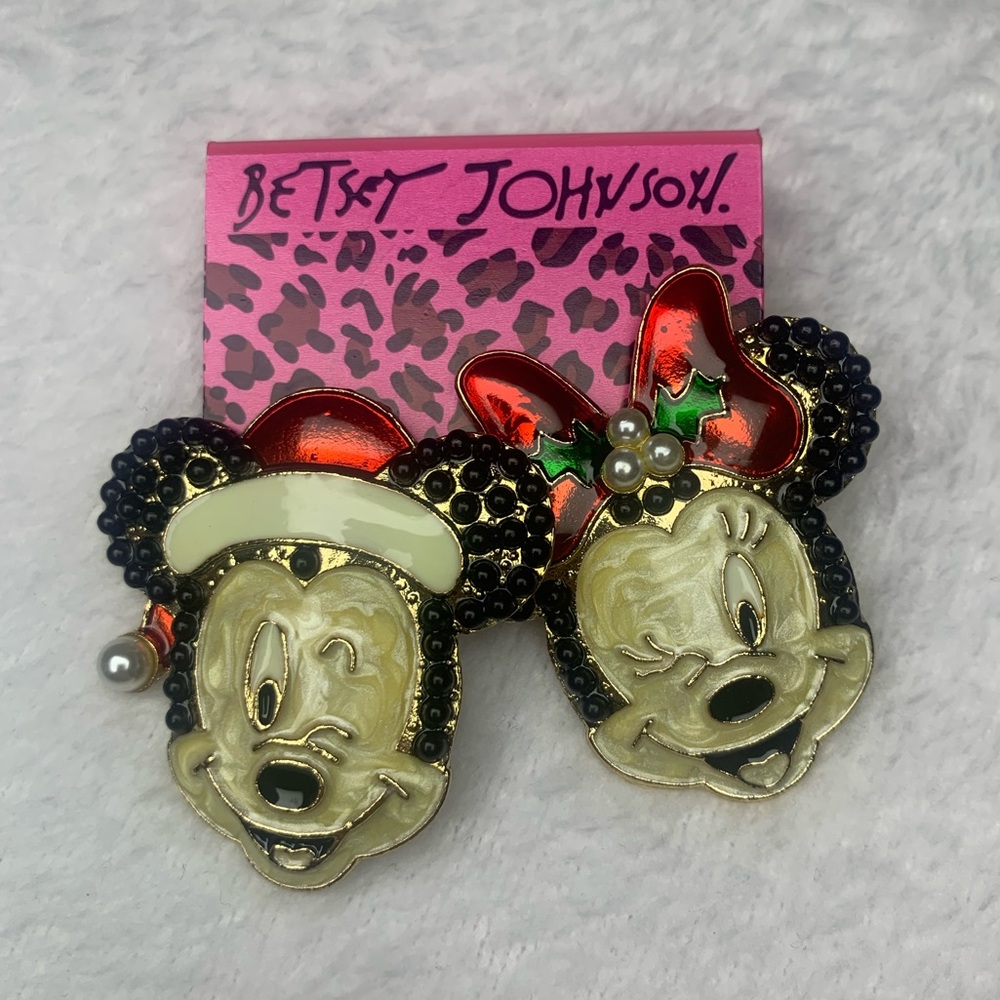 Betsey Johnson Mickey & Minnie Disney Christmas Earrings